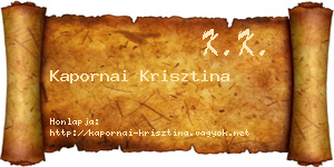 Kapornai Krisztina névjegykártya